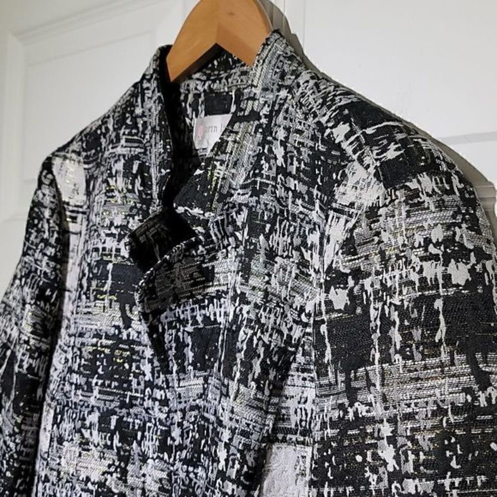 Erin London Tweed Plaid‎ Black & White Blazer Jacket